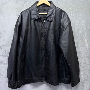 Cougar Men's Black Leather Bomber Jacket 2X Genuine Leather Lined Zip Front READ